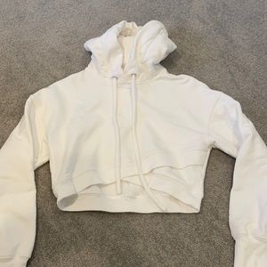 White Cropped Hoodie